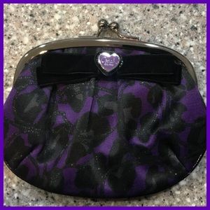 Coach Rare Poppy Purple Ocelot Kisslock Coin Purse